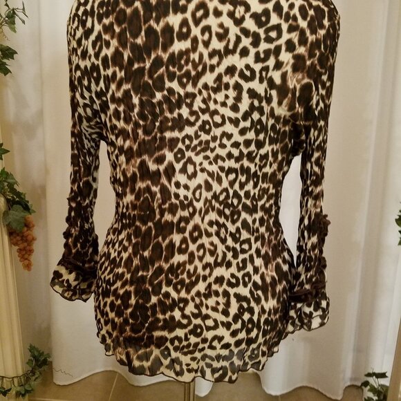 Signature by Larry Levine leopard print ruffle L - Picture 7 of 7